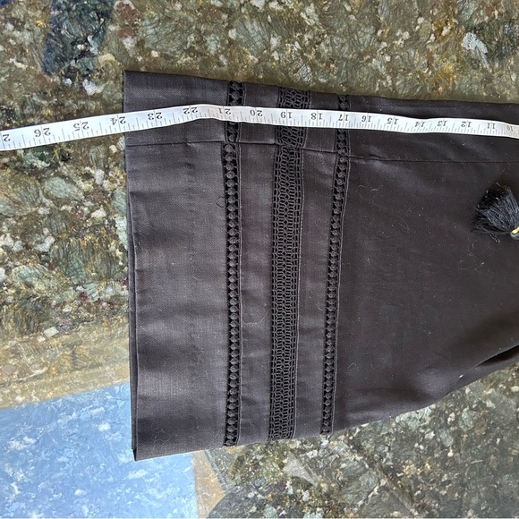 White House Black Market linen blend wide leg crop pants. Lace detail. Like new! - Picture 14 of 15